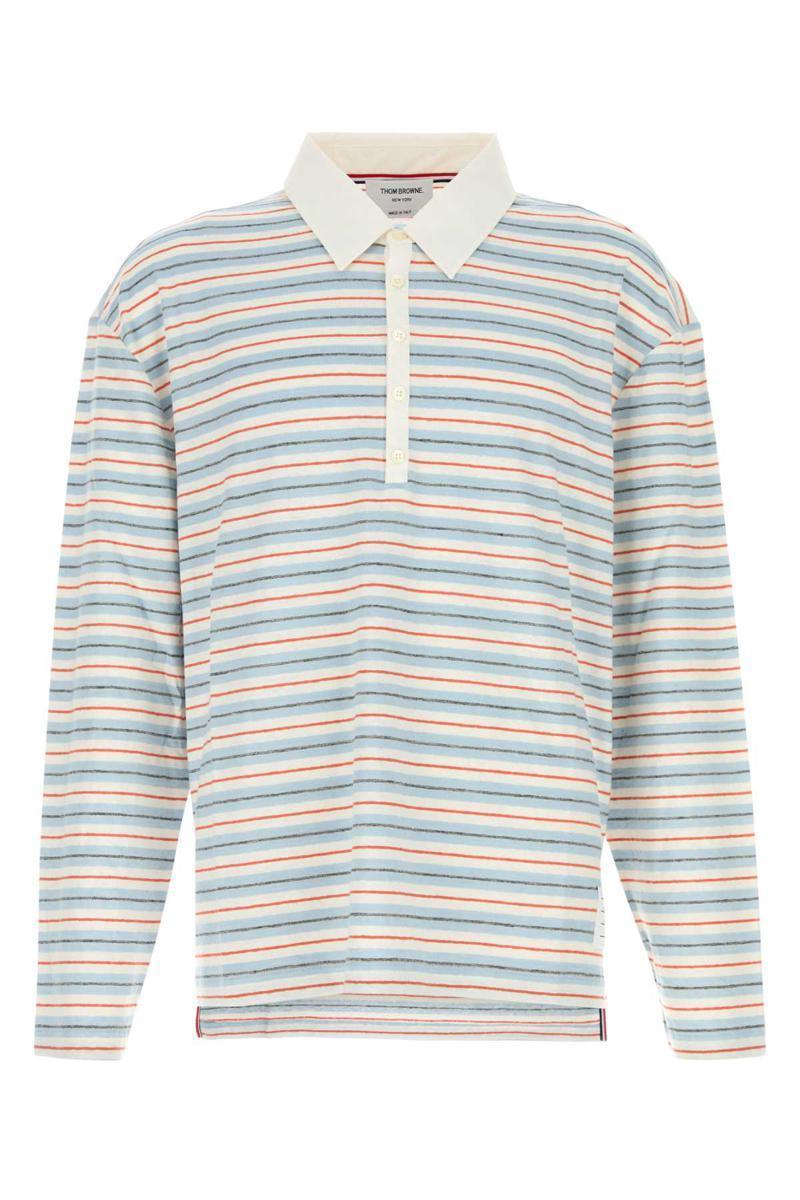 Men's Stripe Linen Jersey Long-sleeve Polo Shirt In Stripped Product Image