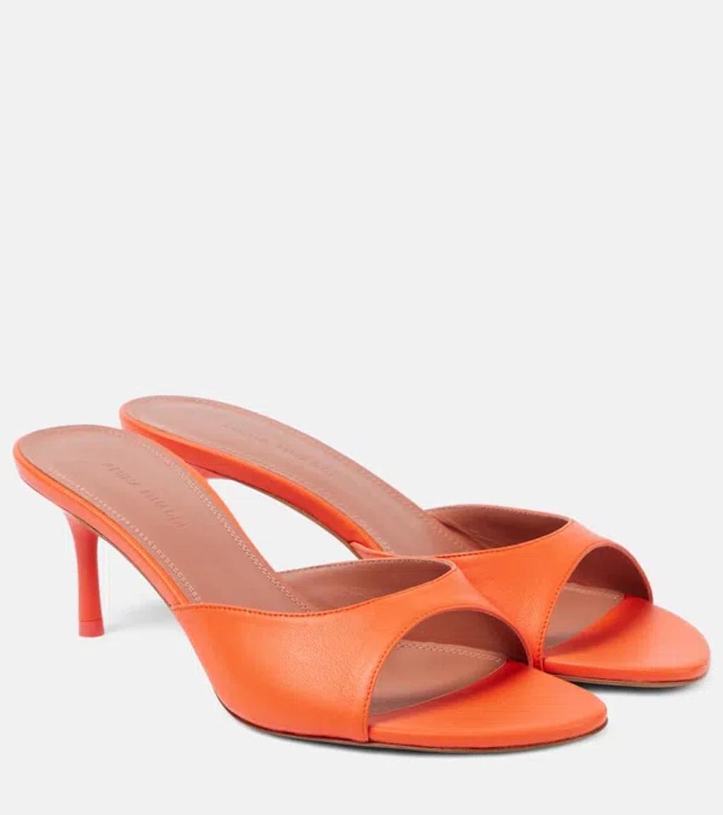 Jeanne 60mm Leather Mules In Orange Product Image