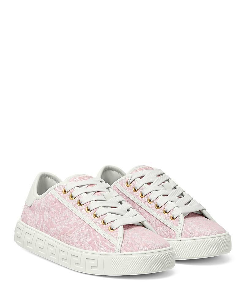 Womens Jacquard Leather-Trimmed Sneakers Product Image