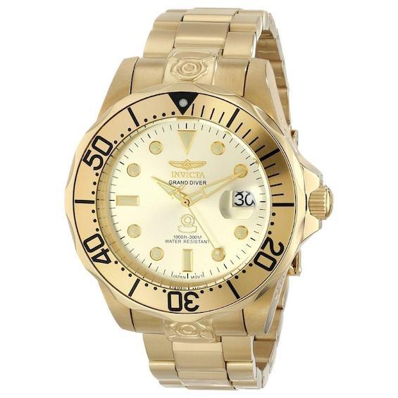 Men's Invicta Pro Diver Automatic Gold-Tone Watch with Champagne Dial (Model: 3051) Product Image