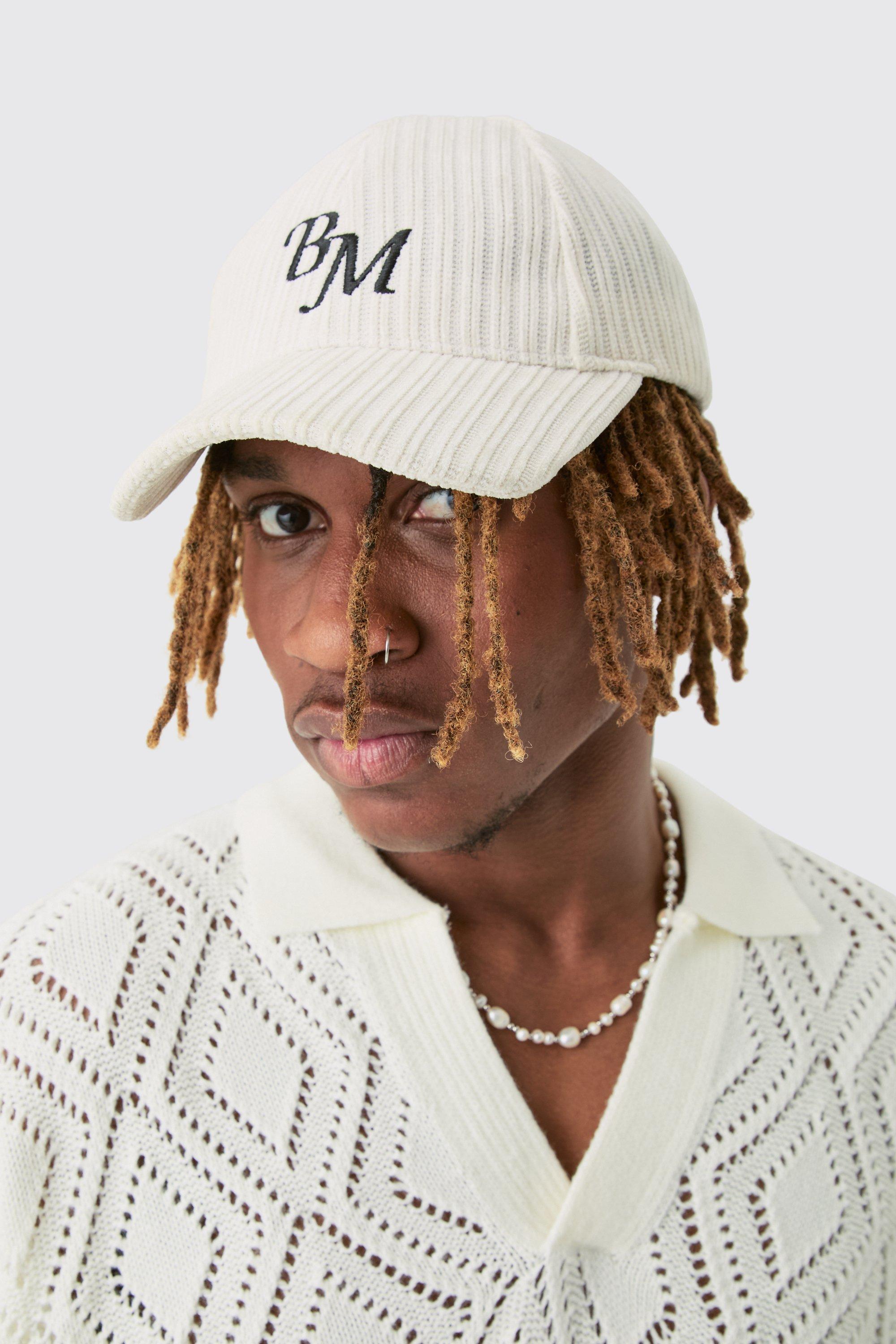 BM Embroidered Corduroy Cap In Ecru | boohooMAN USA Product Image