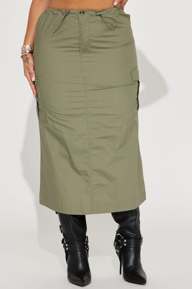 Jeanette Cargo Midi Skirt - Olive Product Image