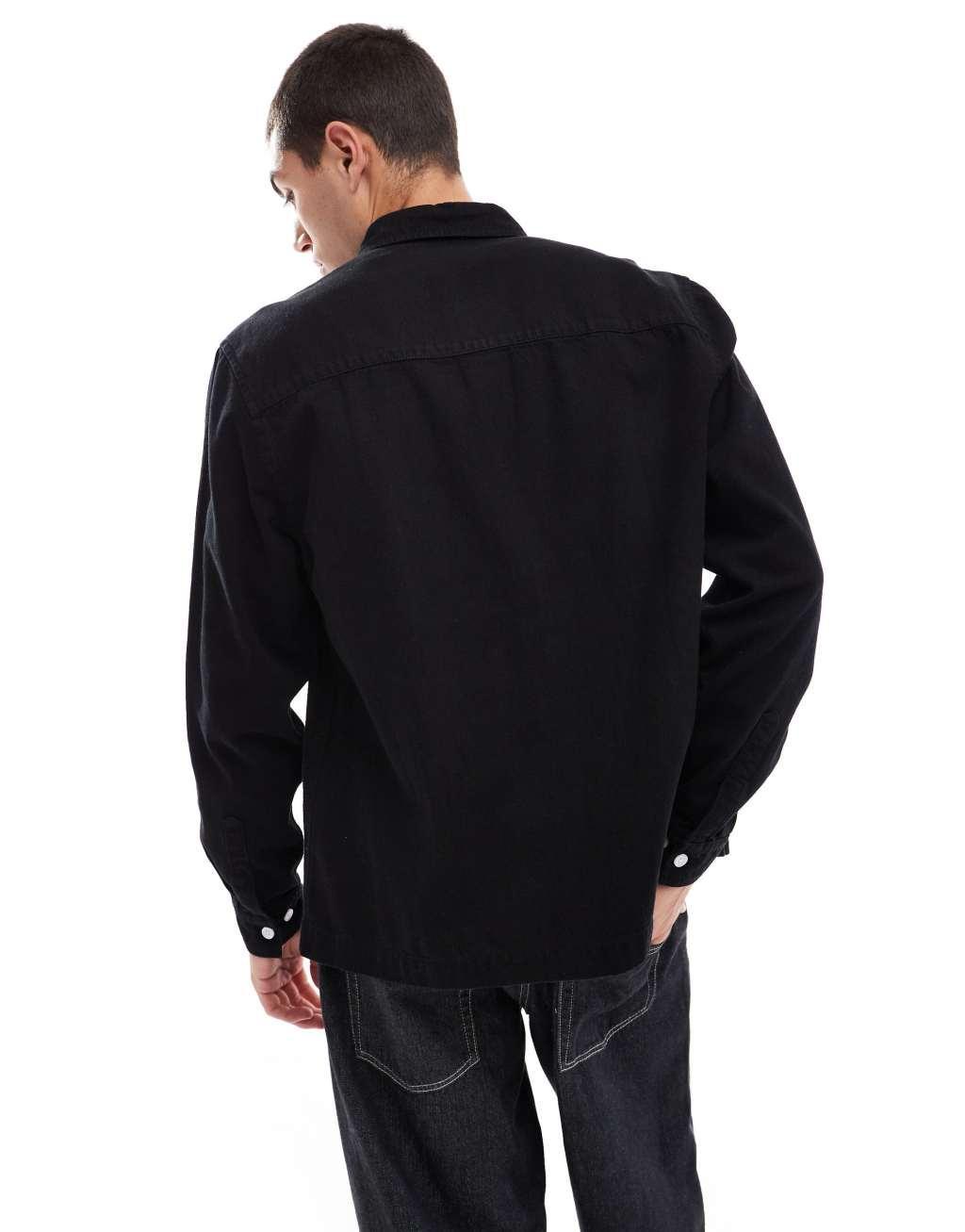 ASOS DESIGN denim overshirt in black Product Image