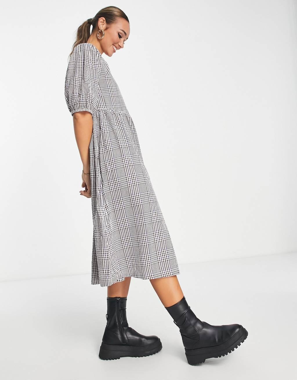 Monki checked midi dress Product Image