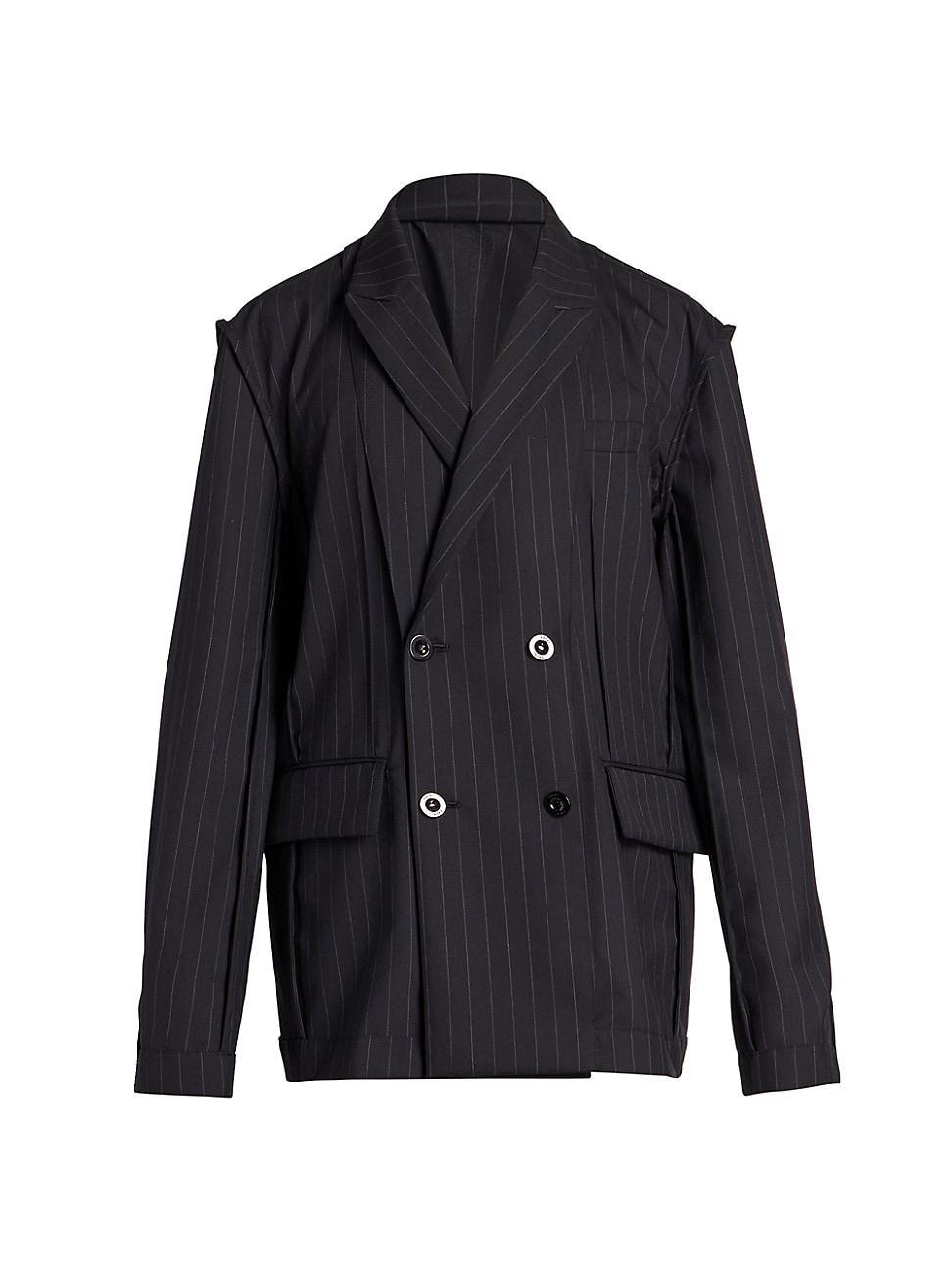 Mens Pinstriped Double-Breasted Jacket Product Image