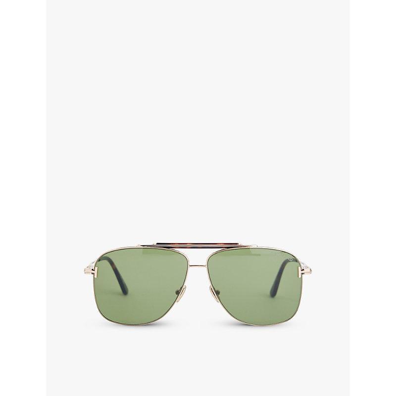 Mens Shiny Rose Gold Ft1017 Jaden Irregular-frame Acetate Sunglasses In Gold / Green / Jade / Rose / Rose Gold Product Image