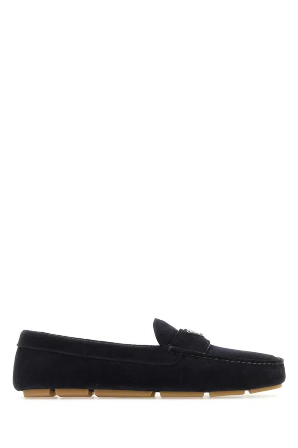 PRADA Dark Blue Suede Loafers Product Image