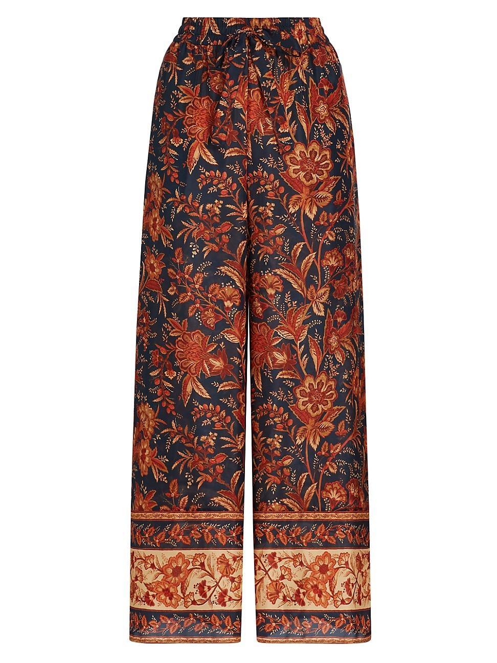 Womens Junie Printed Silk Wide-Leg Pants Product Image