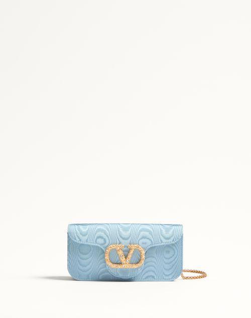 VALENTINO GARAVANI LOCÒ MOIRÉ FABRIC CLUTCH WITH JEWEL LOGO Product Image