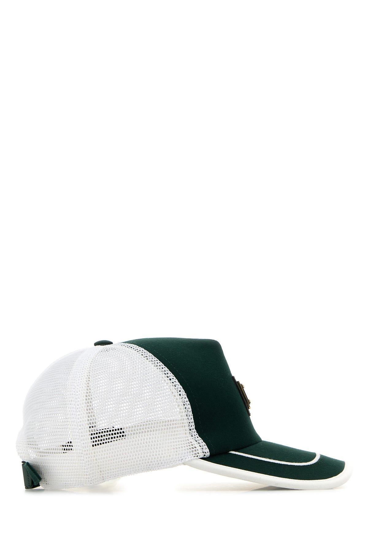 Two-tone Cotton And Mesh Baseball Cap In Green Product Image