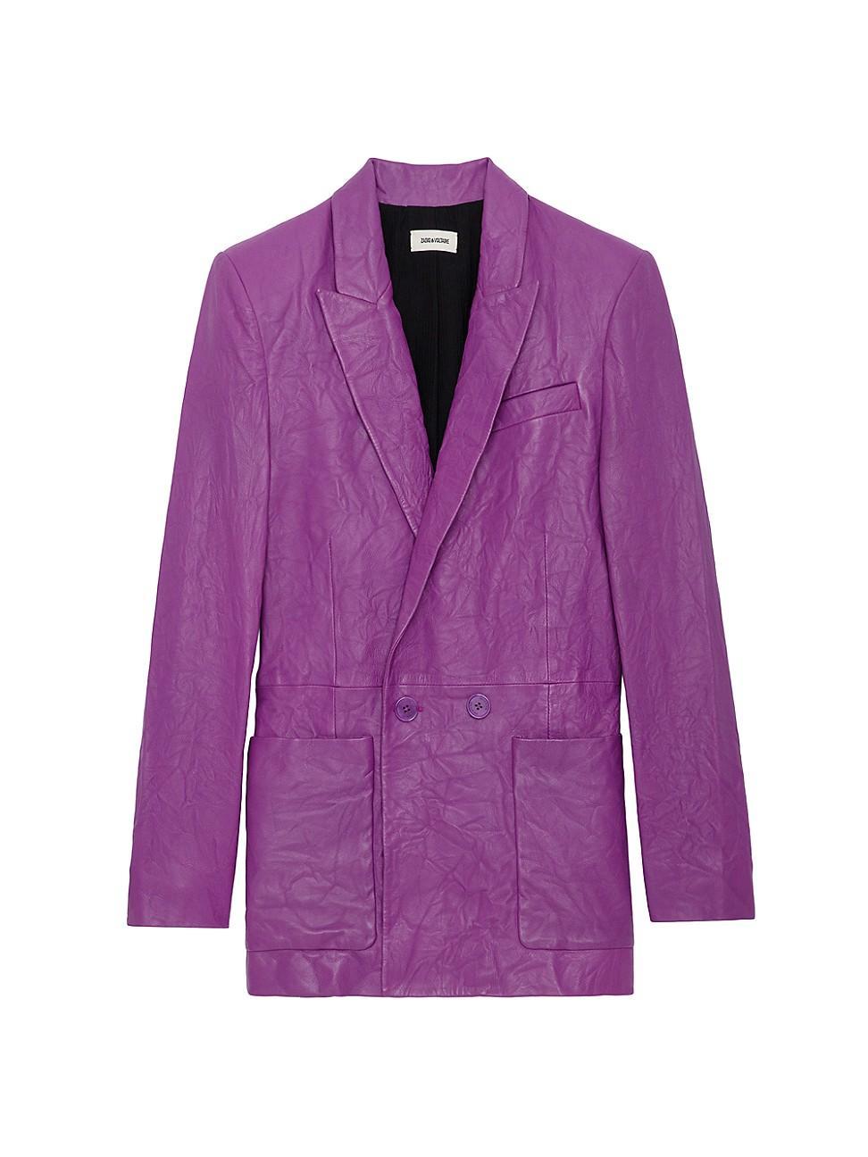 Womens Visko Crinkle Leather Blazer Product Image