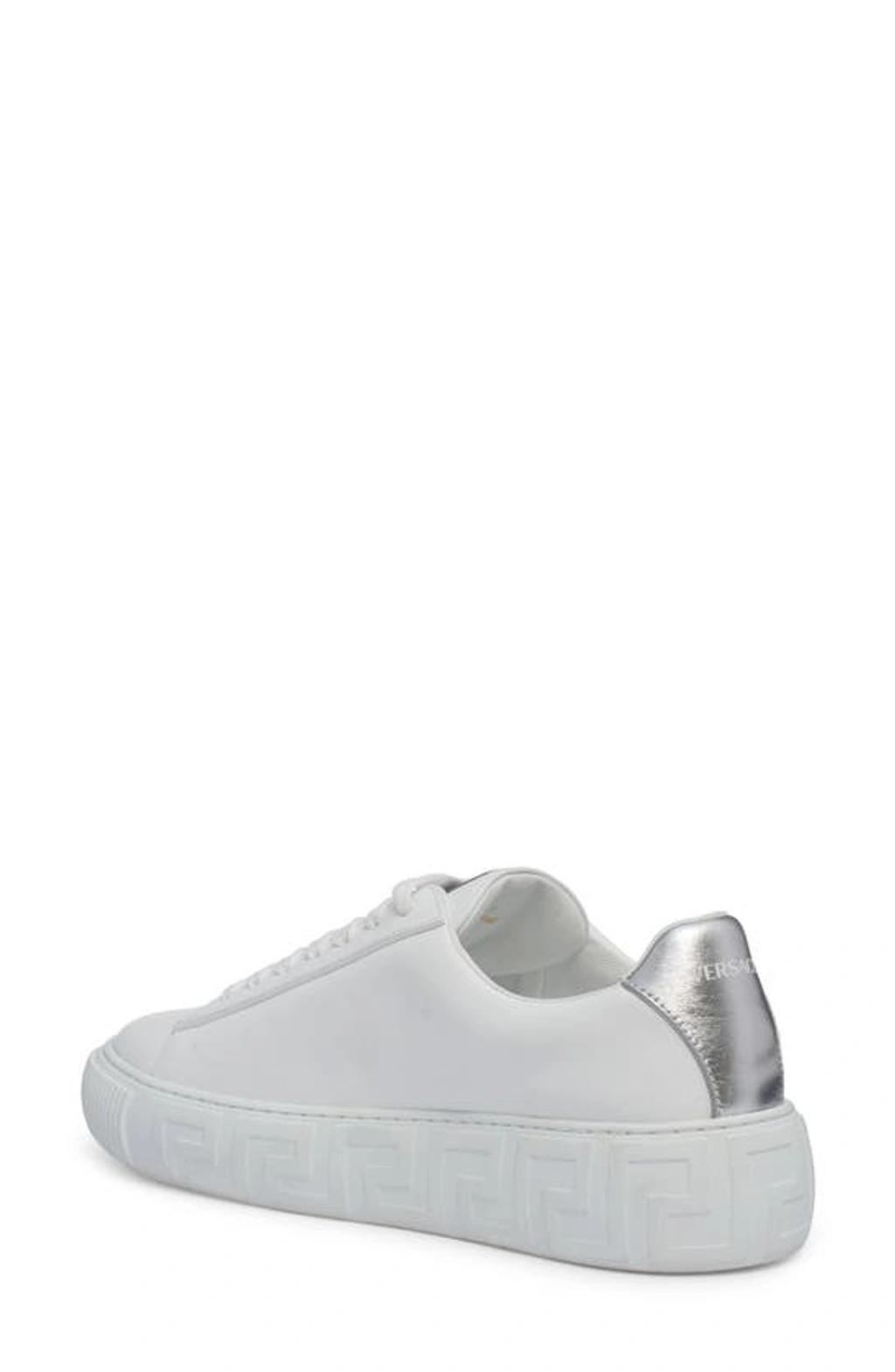 VERSACE La Greca Logo-print Low-top Sneakers In White Product Image