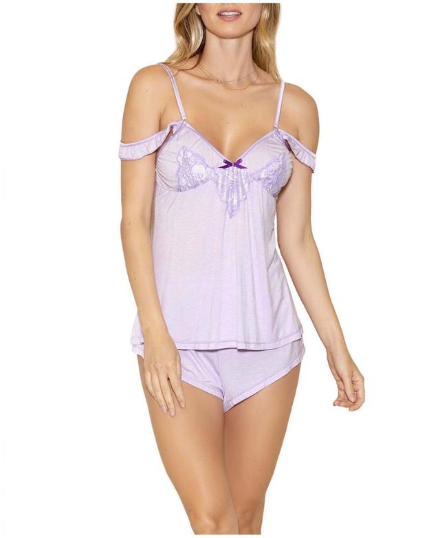 iCollection Womens Alicia Cami & Short Lingerie Set, Online Only - Lilac Product Image