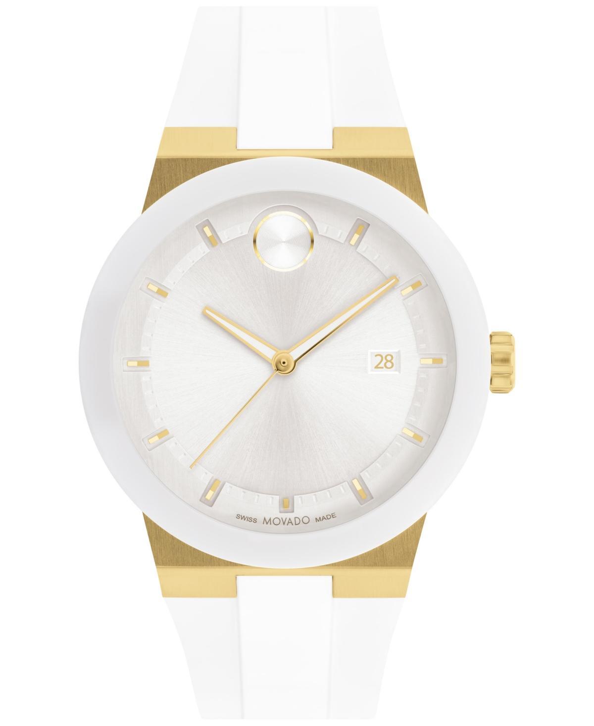 Men's Movado BoldÂ® Fusion Two-Tone IP Ceramic White Strap Watch with White Dial (Model: 3600899) Product Image