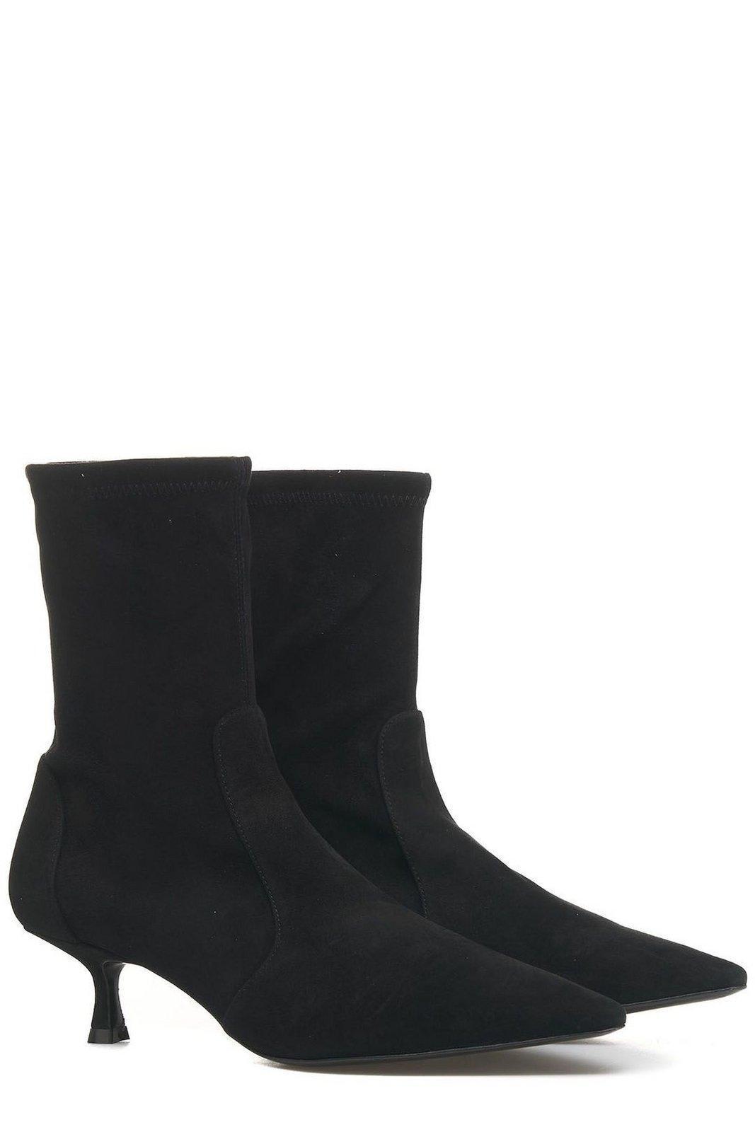 STUART WEITZMAN Naomi Stretch Suede Ankle Booties In Black Product Image