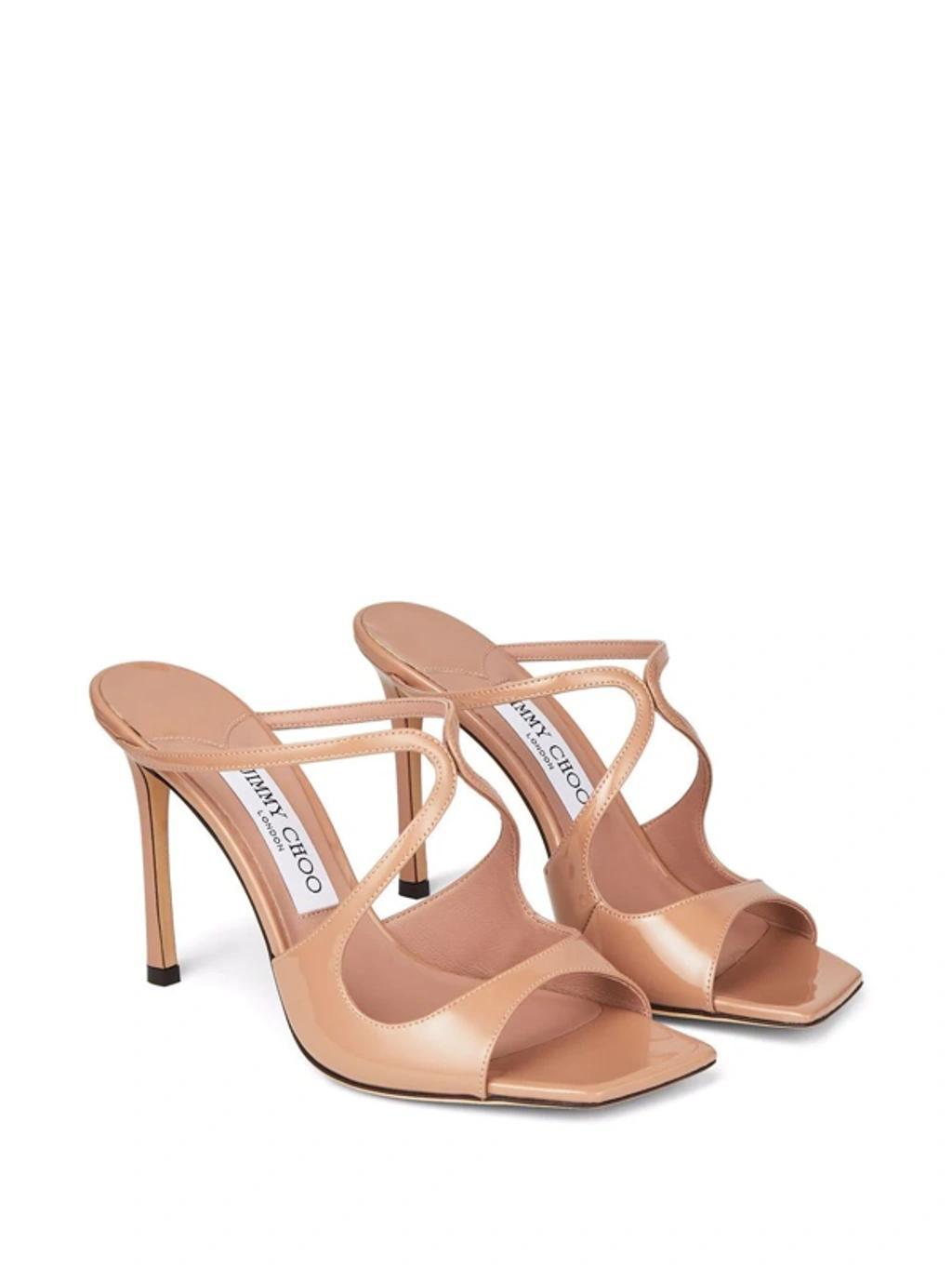 Anise Patent Leather Slide Sandals In Beige Product Image