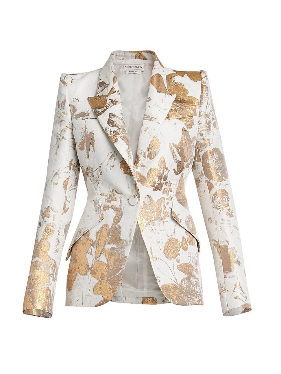 Womens Metallic Floral Blazer Product Image