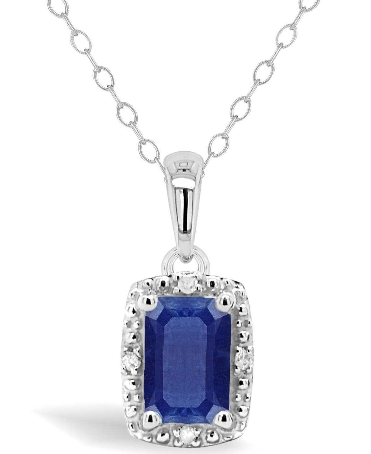 Sapphire (5/8 ct. t.w.) and Diamond Accent Pendant Necklace in Sterling Silver (Also Available in Emerald) Product Image