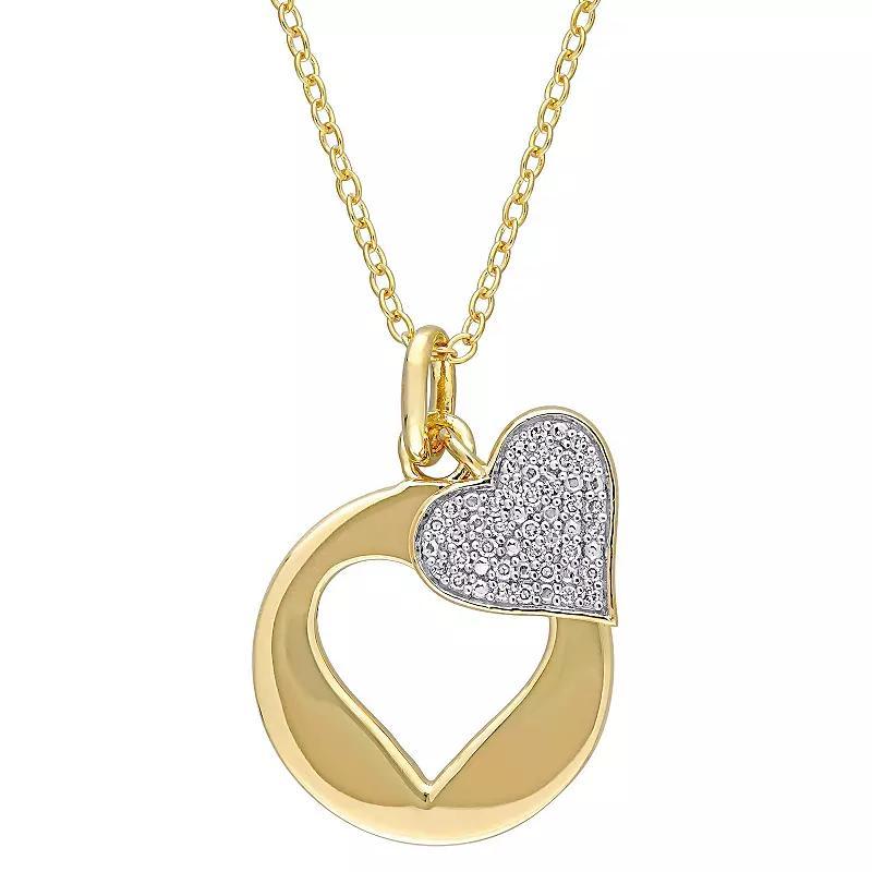 Stella Grace 18k Gold Over Silver 1/10 Carat T.W. Diamond Heart Cutout Pendant Necklace, Womens Gold Tone Product Image