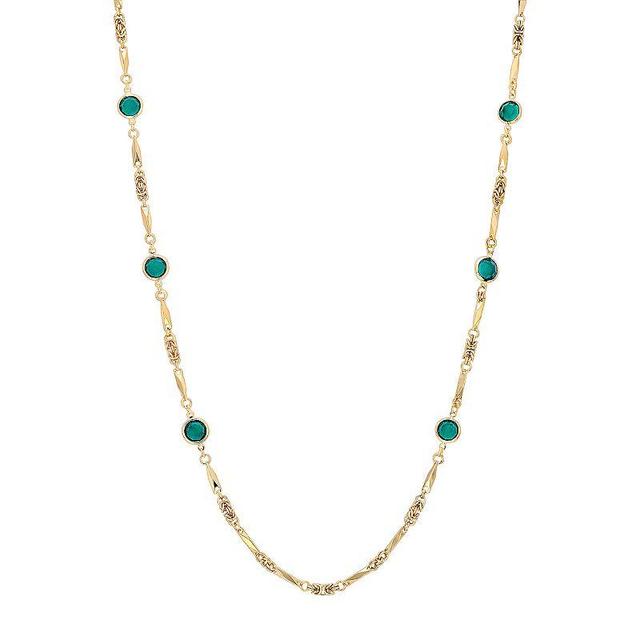 1928 Gold-tone Channel Necklace, Womens, Green Product Image