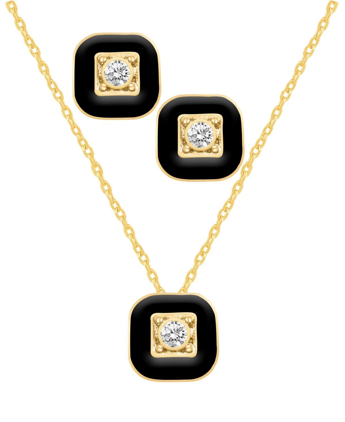 Crystal Enamel Necklace and Earring Set, 2-Piece Product Image