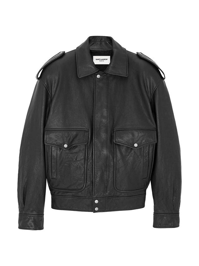 Womens Oversized Jacket In Grained Leather Product Image