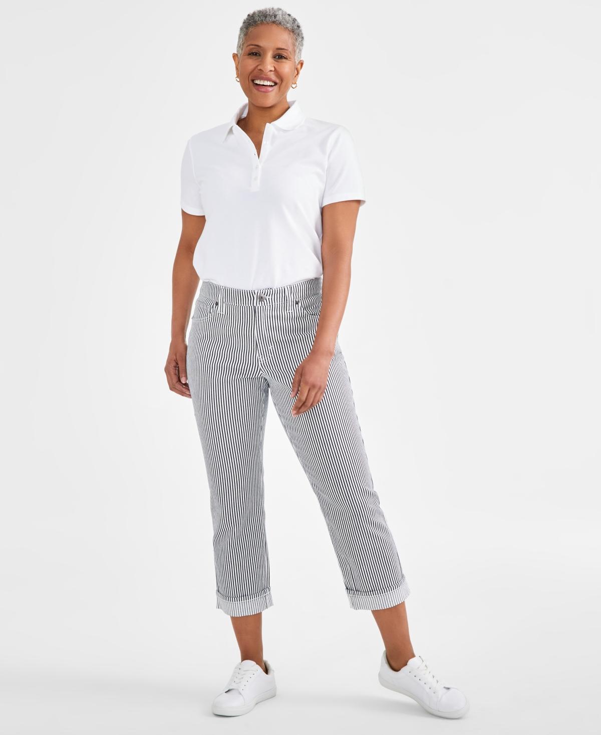 Women's Striped Mid-Rise Curvy Capri Pants, Created for Macy's  Product Image