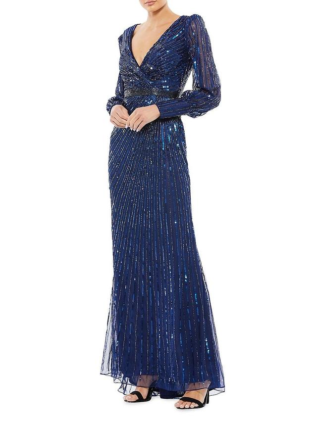 Mac Duggal Sequin Long Sleeve Sheath Gown Product Image