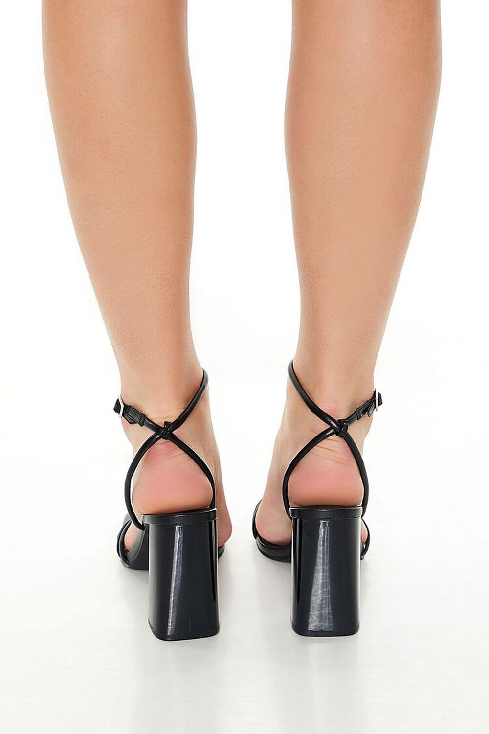 Strappy Faux Leather Block Heels | Forever 21 Product Image