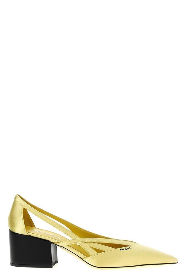 55mm Satin Cut-out Pumps In Yellow Product Image