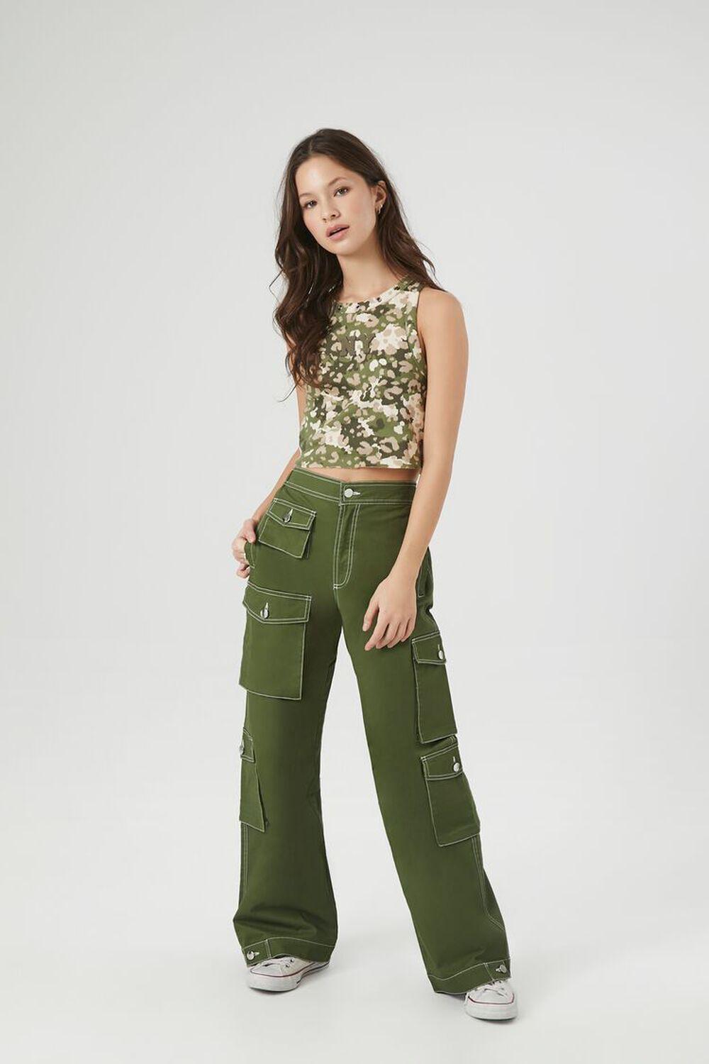 Twill High-Rise Cargo Pants | Forever 21 product image