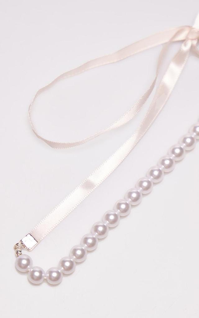 Pink Pearl Long Tie Bow Choker Product Image