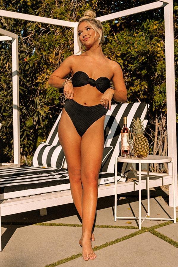 Tranquil Tides High Waist Bikini Bottom in Black Product Image