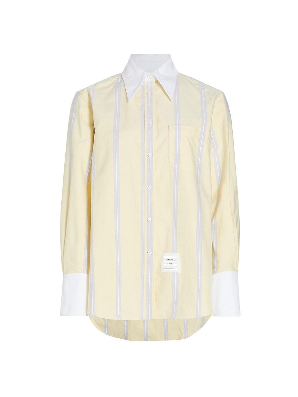 Womens Striped Oxford Tab-Collar Shirt Product Image