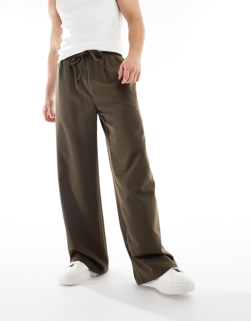 COLLUSION pull on baggy tailored sweatpants in brown Product Image