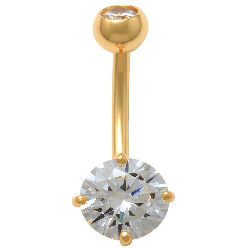 Amella Jewels 10K Gold Cubic Zirconia Solid Belly Ring, Womens, Yellow Product Image