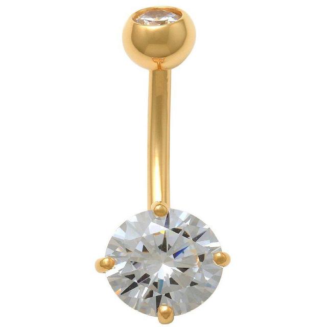 10K Gold Cubic Zirconia Solid Belly Ring, Womens, Yellow Product Image