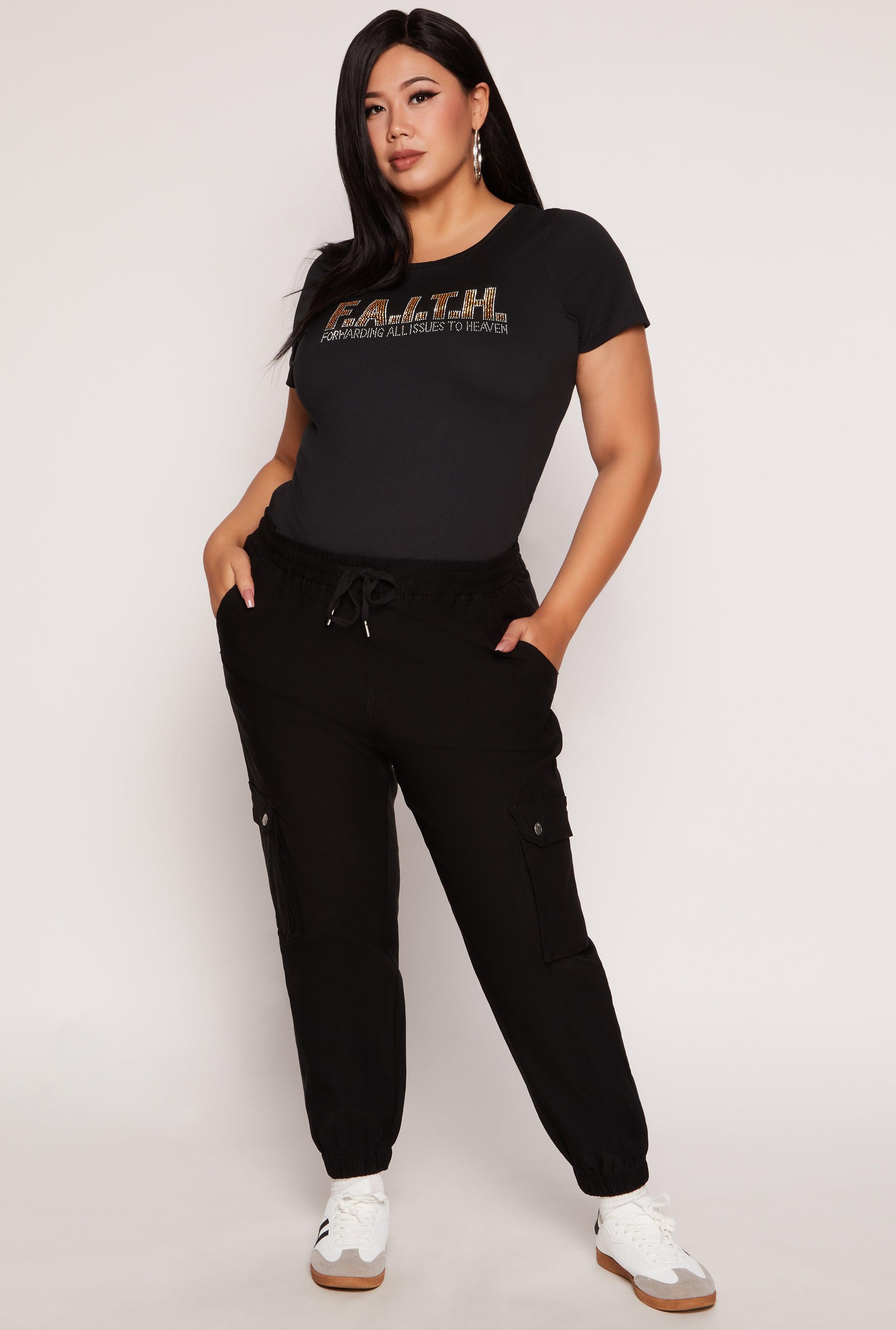 Womens Plus Size Twill Cargo Joggers Product Image