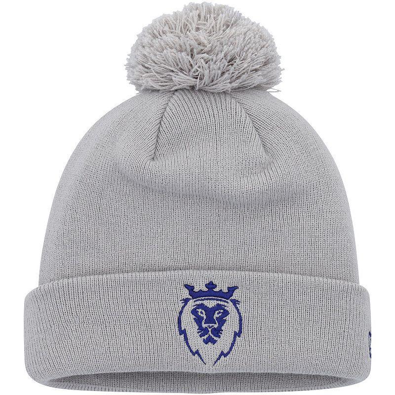 Mens New Era Gray Real Salt Lake Jersey Hook Cuffed Knit Hat with Pom, Grey Product Image