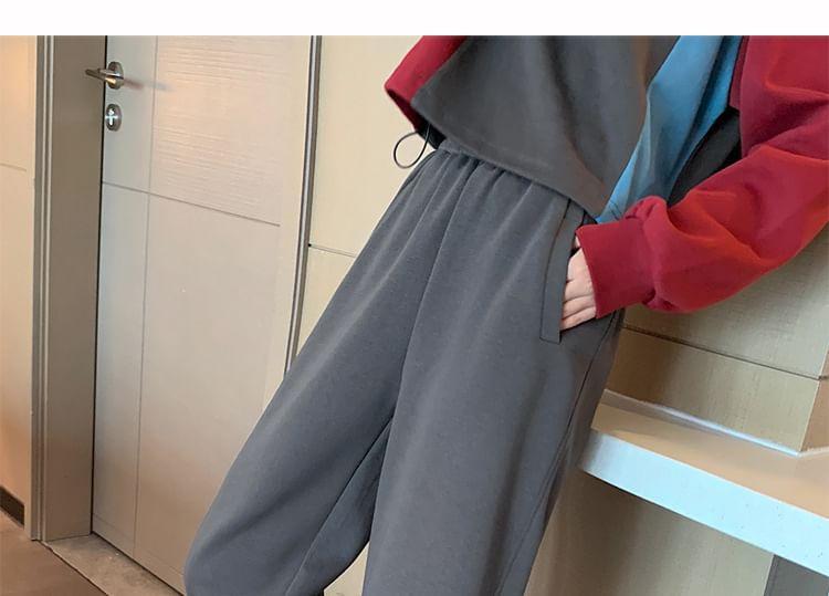 Elastic Waist Plain Cropped Tapered Sweatpants (Various Designs) Product Image