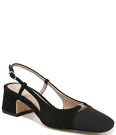 Sam Edelman Tarra 2 Suede and Fabric Cap Toe Slingback Dress Pumps Product Image