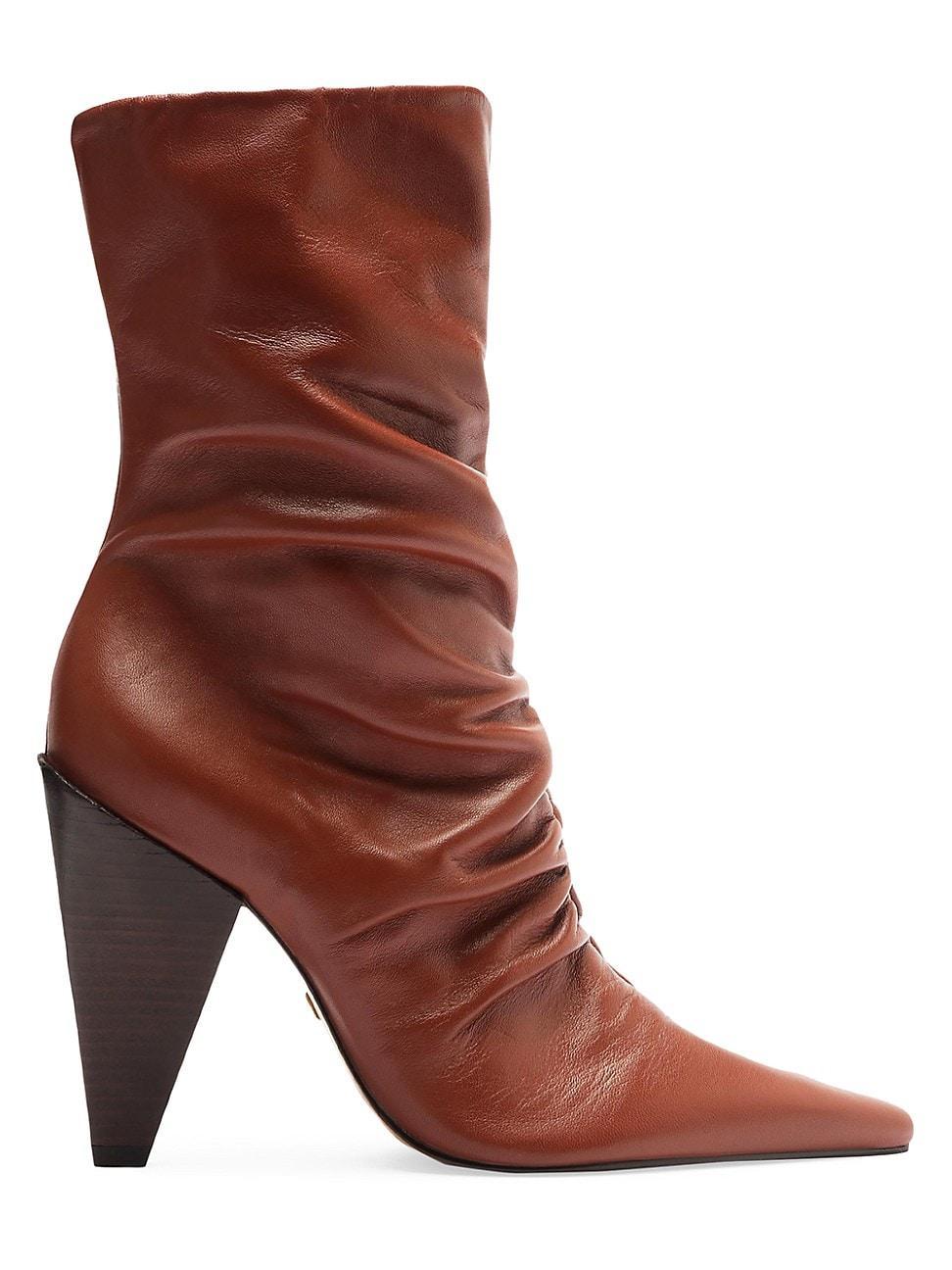 Womens Lynn 110MM Ruched Leather Booties Product Image