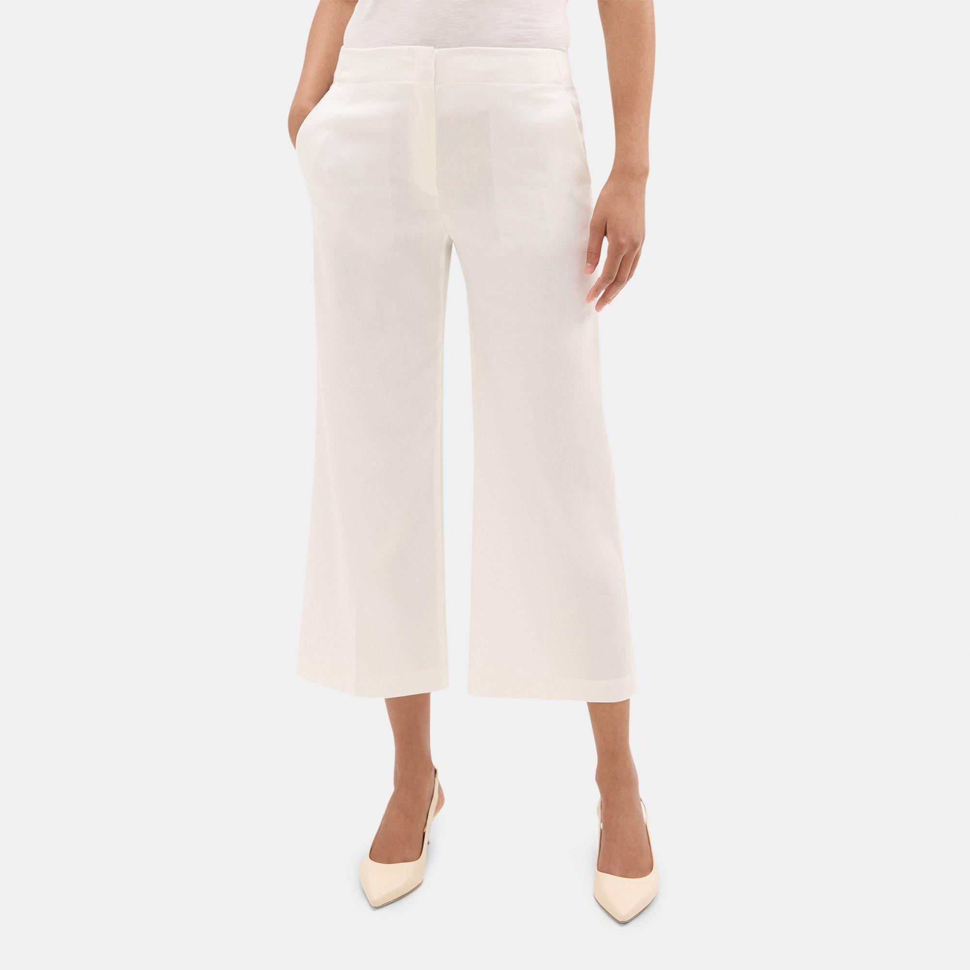 Stretch Linen-Blend Wide-Leg Pant | Theory Outlet Product Image