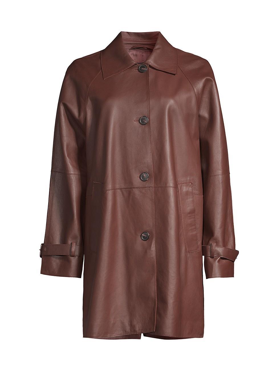 Womens Nevada Leather Trench Coat Product Image