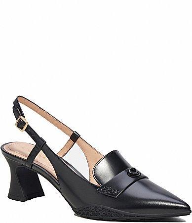 COACH Nikola Leather Slingback Loafer Pumps Product Image