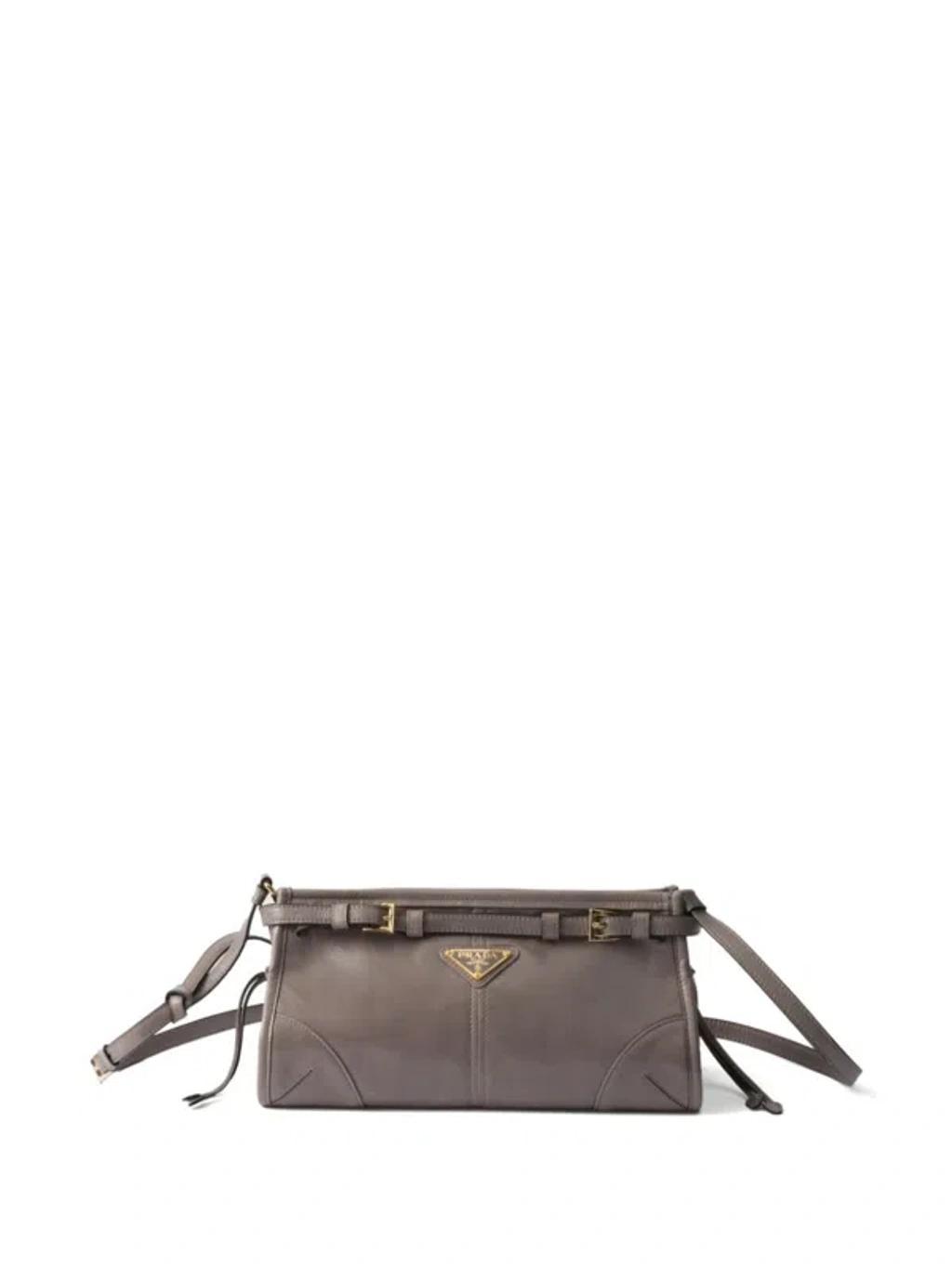 Small Leather Shoulder Bag In Grey Product Image