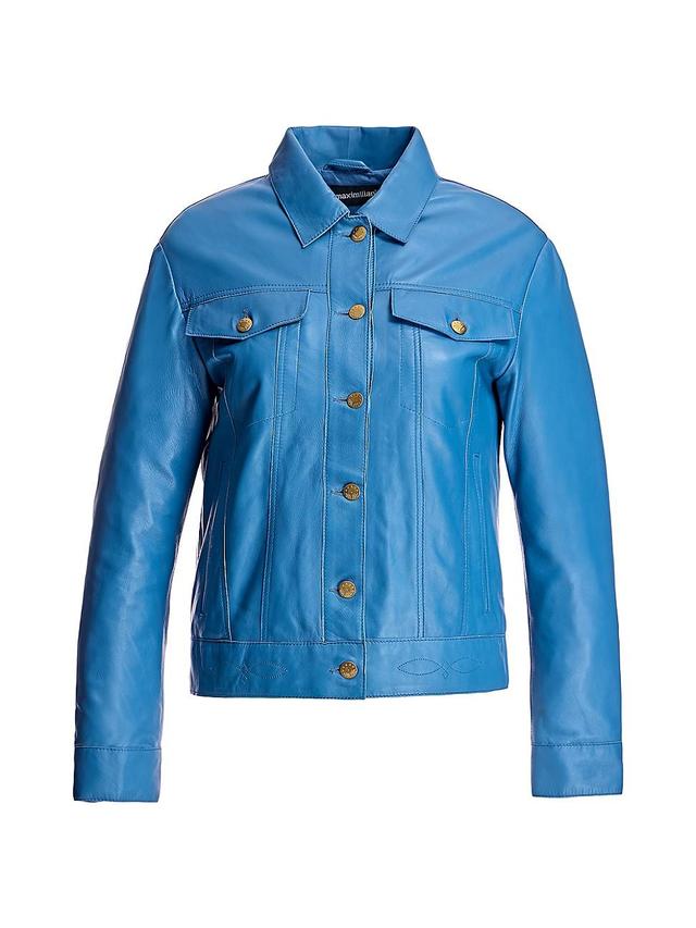 Womens Leather Buttondown Shirt Jacket Product Image