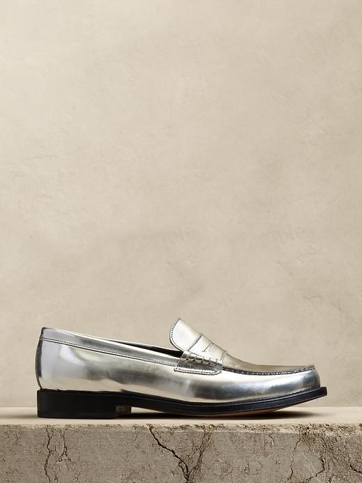 Navarre Metallic Leather Penny Loafer Product Image