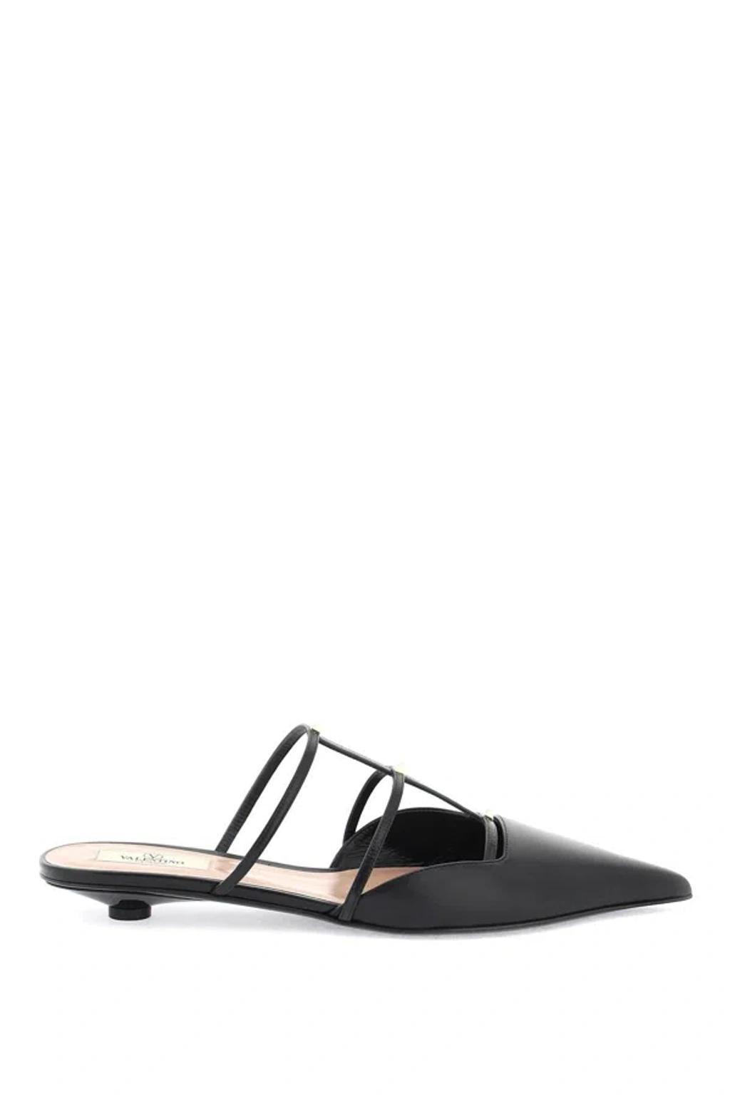 VALENTINO GARAVANI Rockstud Wispy Leather Ballerina Flats In Black Product Image