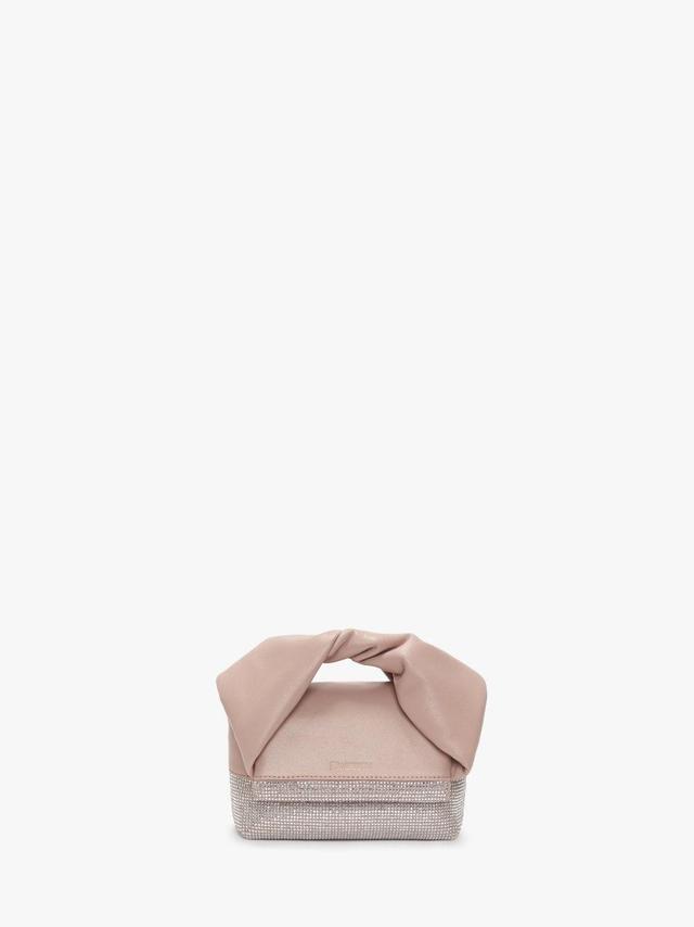 SMALL TWISTER - LEATHER TOP HANDLE BAG WITH CRYSTALS in pink | JW Anderson US  Product Image